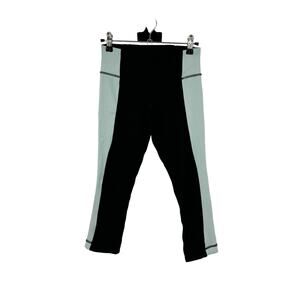 Lululemon Leggings Womens 4 Wunder Under Bonded Stripe Crop Black Aquamarine
